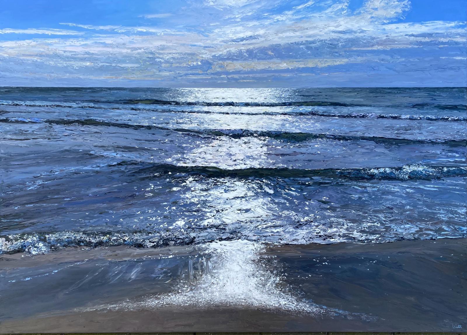 Peter Witt, Welle im Gegenlicht I, 2024, Öl auf Leinwand, 100 cm x 140 cm, verkauft!, Galerie Cyprian Brenner