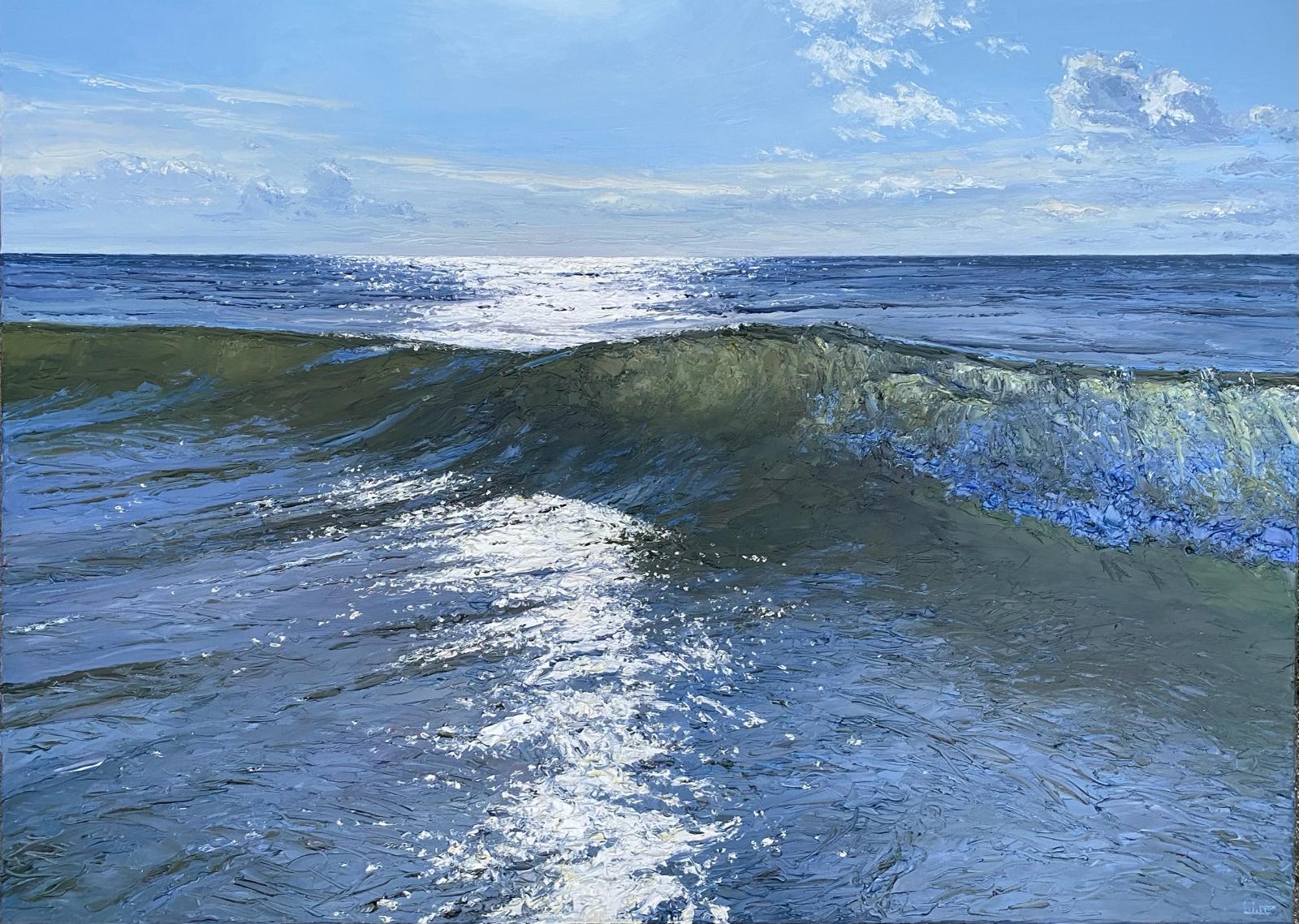 Peter Witt, Welle im Gegenlicht II, 2024, Öl auf Leinwand, 100 cm x 140 cm, VERKAUFT! Galerie Cyprian Brenner