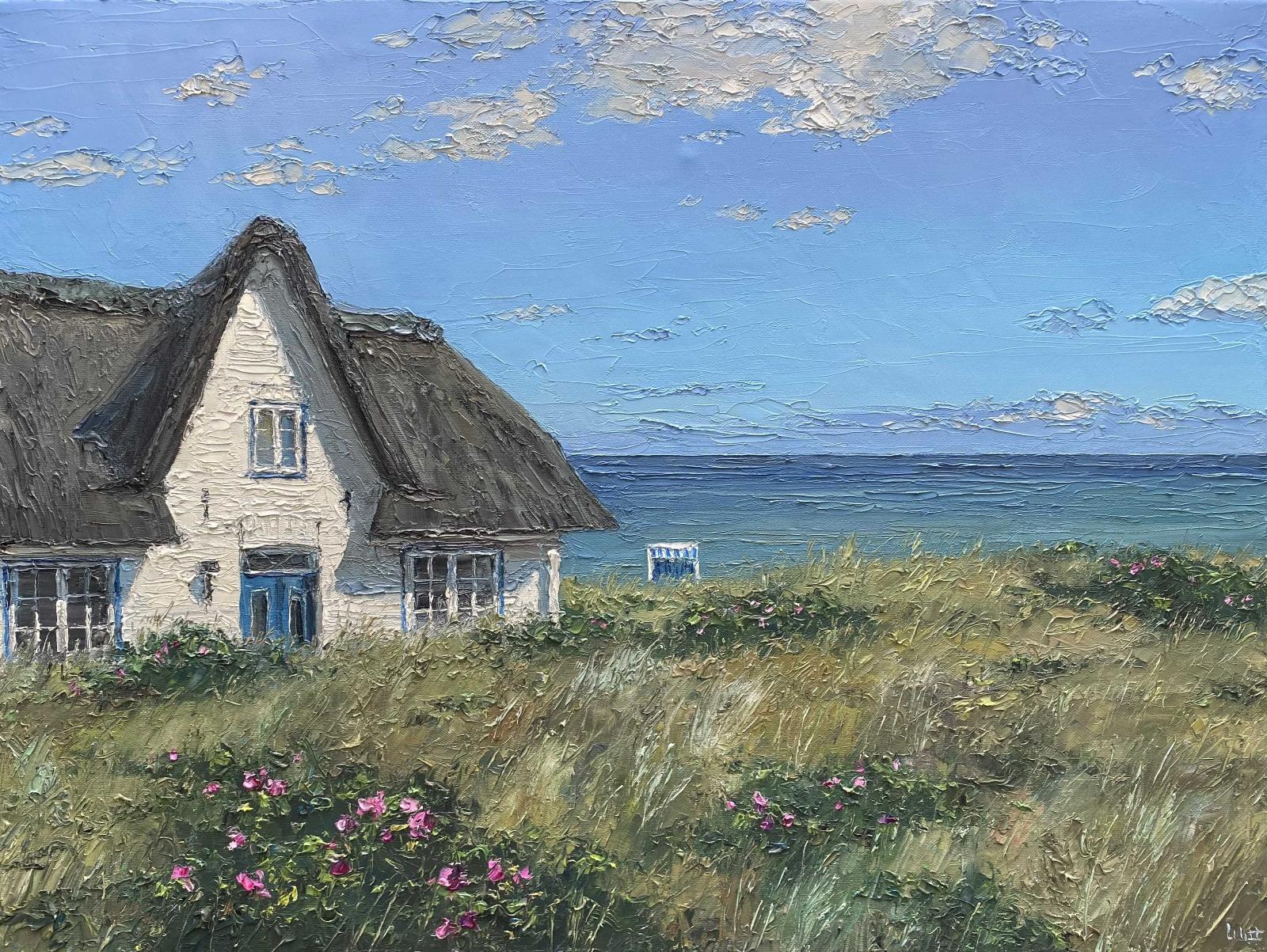 Peter Witt, Friesenhaus am Meer, 2024, Öl auf Leinwand, 60 cm x 80 cm, Preis auf Anfrage, Galerie Cyprian Brenner