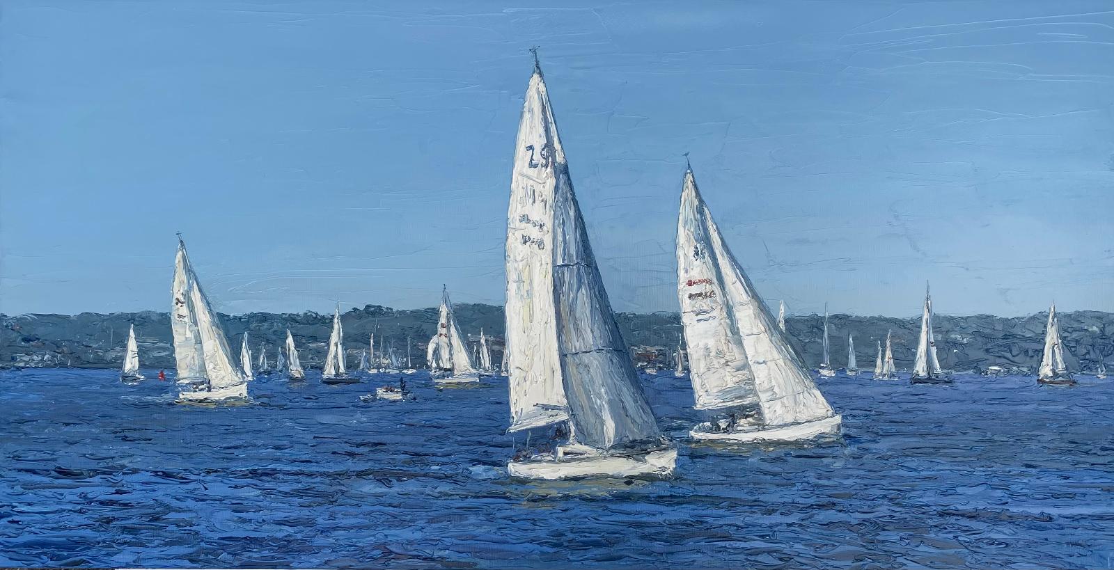 Peter Witt, Kieler Woche, 2024, Öl auf Leinwand, 60 cm x 120 cm, Preis auf Anfrage, Galerie Cyprian Brenner