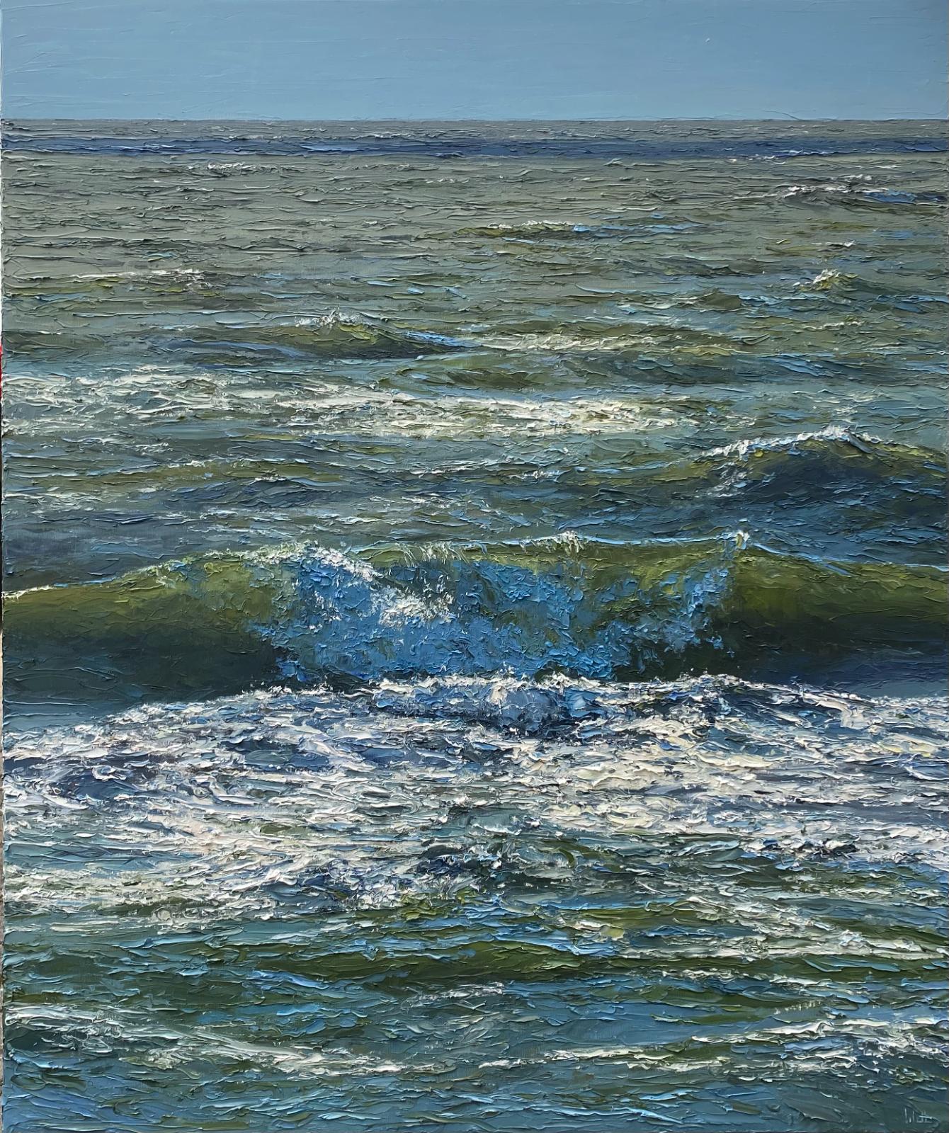 Peter Witt, Brandung vor Westerland, 2025, Öl auf Leinwand, 120 cm x 100 cm, Preis auf Anfrage, Galerie Cyprian Brenner