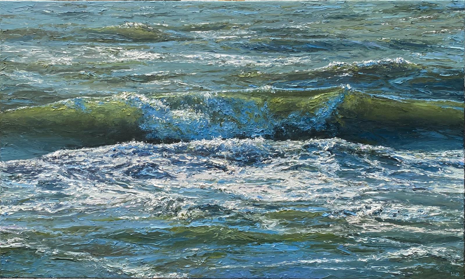 Peter Witt, Brandung vor Westerland, 2025, Öl auf Leinwand, 90 cm x 150 cm, Preis auf Anfrage, Galerie Cyprian Brenner