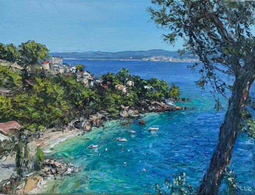 Peter Witt, Bucht an der Adria, 2025, Öl auf Leinwand, 30 cm x 40 cm, Preis auf Anfrage, Galerie Cyprian Brenner