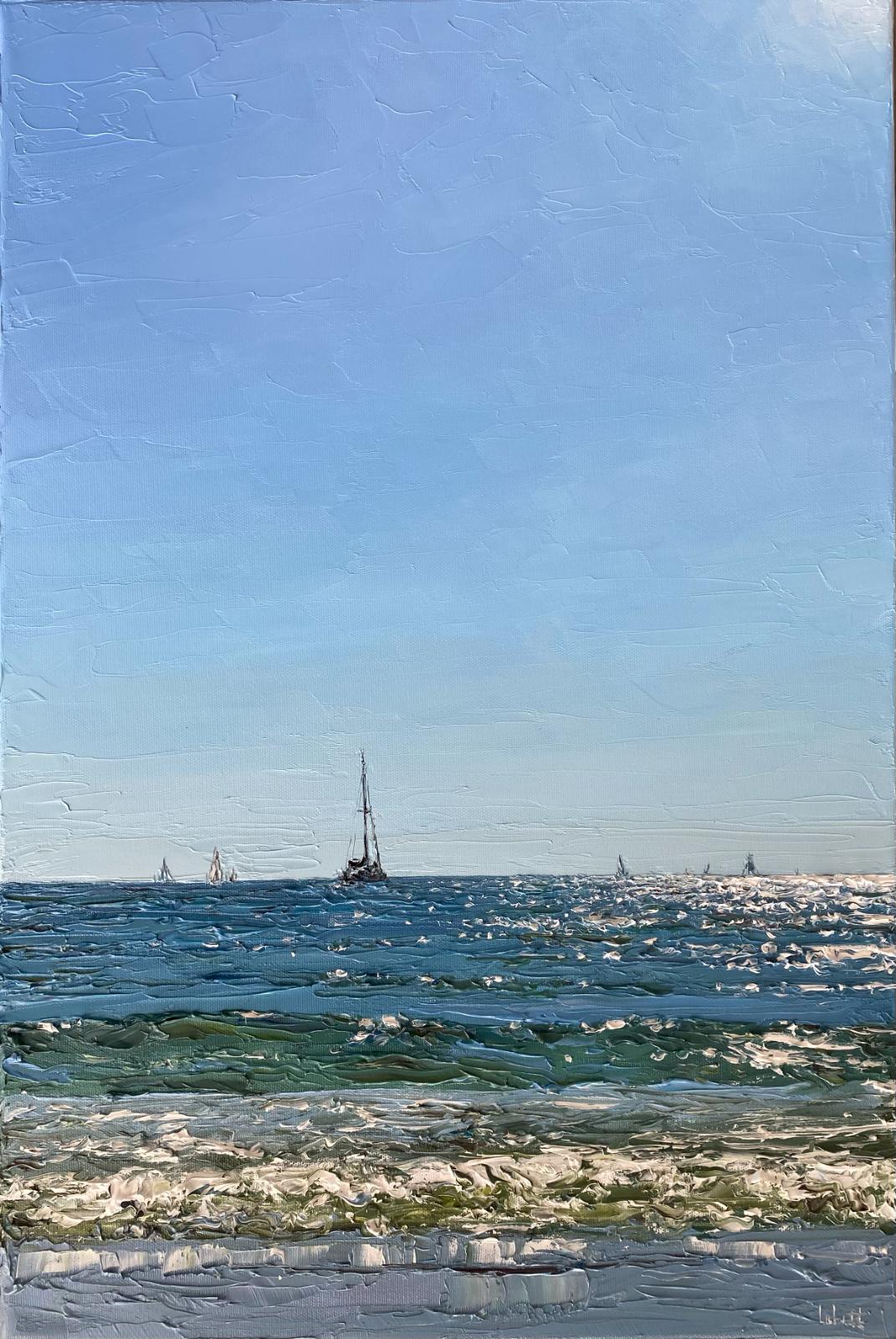 Peter Witt, Segelboot vor Costa Dorada, 202616000799, 2026, Öl auf Leinwand, 60 cm x 40 cm, Preis auf Anfrage, Galerie Cyprian Brenner