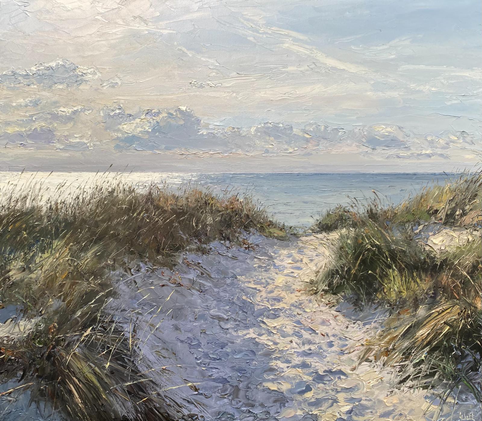 Peter Witt, Strandzugang zum Sunset, 202624000799, 2026, Öl auf Leinwand, 70 cm x 80 cm, Galerie Cyprian Brenner