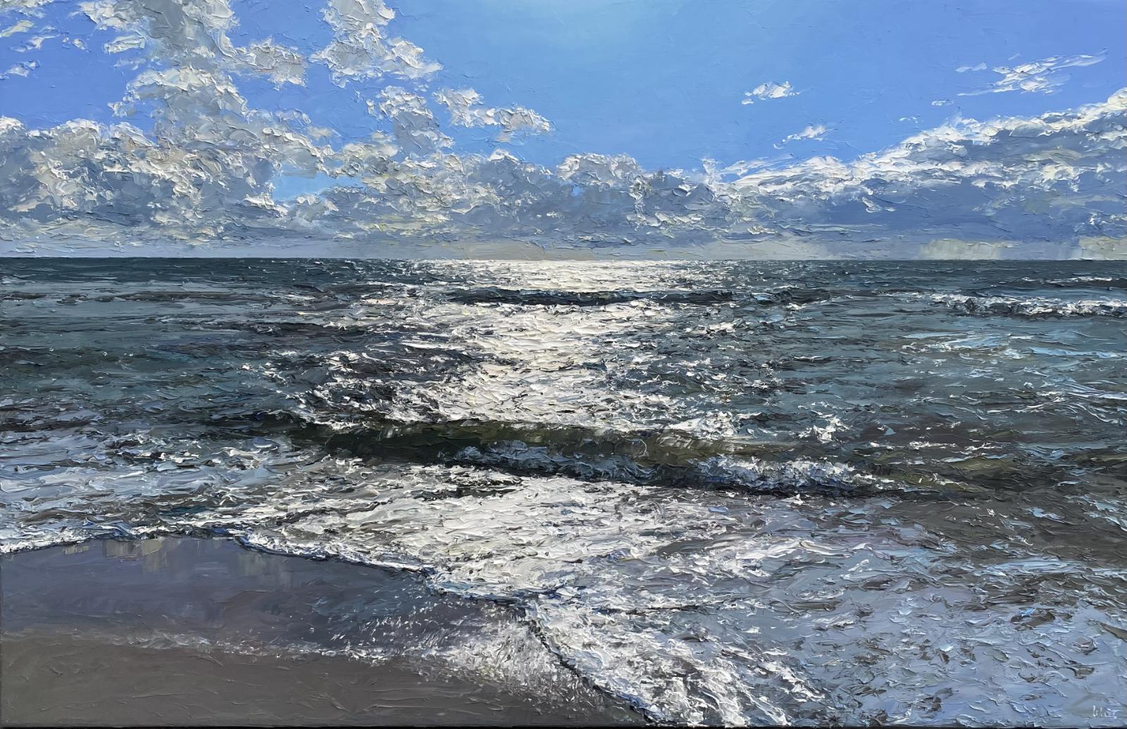 Peter Witt, Welle Wolken, 2025, Öl auf Leinwand, 90 cm x 140 cm, Preis auf Anfrage, Galerie Cyprian Brenner