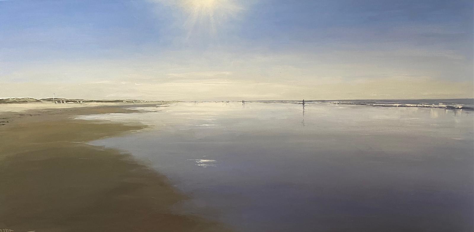 Stefan Dobritz, Gegenlicht am Sylter Weststrand, 2023, Öl auf Leinwand, 70 cm x 140 cm, Preis auf Anfrage, Galerie Cyprian Brenner