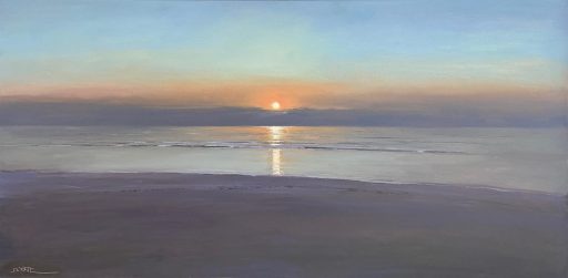 Stefan Dobritz, Sonnenuntergang an der Nordsee, 2022, Öl auf Leinwand, 80 cm x 160 cm, Preis auf Anfrage, Galerie Cyprian Brenner