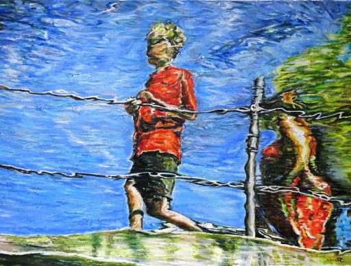 Susanne Scholz, Kind mit Mutter, 60 cm x 80 cm, Öl auf Leinwand, 2022, Preis auf Anfrage, SüdWestGaleie