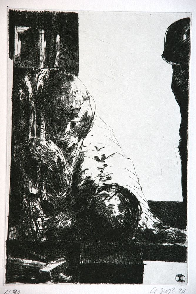 Roland Dörfler, Mappe Kreuzweg, Blatt 11 von 14, 1990, Radierung, Auflage 30 Stück, 45 cm x 35 cm, Preis auf Anfrage, SüdWestGalerie
