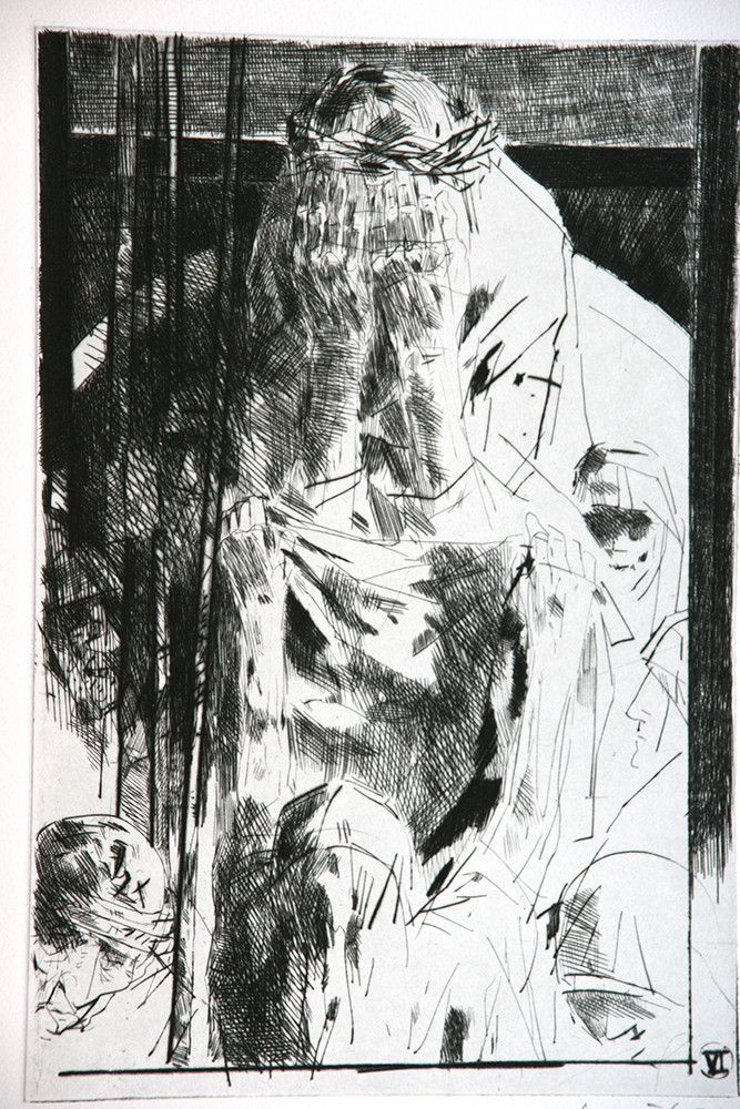 Roland Dörfler, Mappe Kreuzweg, Blatt 6 von 14, 1990, Radierung, Auflage 30 Stück, 45 cm x 35 cm, Preis auf Anfrage, SüdWestGalerie