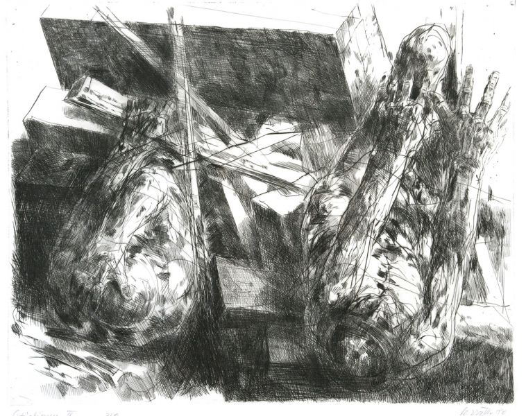 Roland Dörfler, Situationen, 1980, Blatt IV, Auflage 10, 40 cm x 50 cm, Preis auf Anfrage, SüdWestGalerie