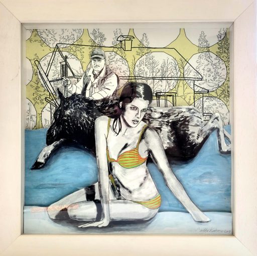 Salla Kuhmo, Beute IV Variation, 2009, Siebdruck und Acrylfarbe auf Bütten, 30 cm x 30 cm, Preis auf Anfrage, SüdWestGalerie, mit Rahmen