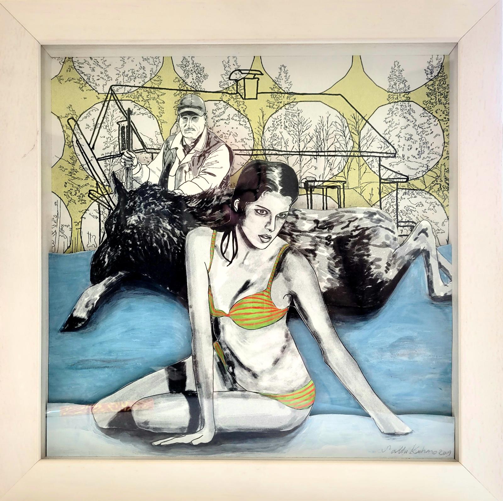 Salla Kuhmo, Beute IV Variation, 2009, Siebdruck und Acrylfarbe auf Bütten, 30 cm x 30 cm, Preis auf Anfrage, SüdWestGalerie, mit Rahmen