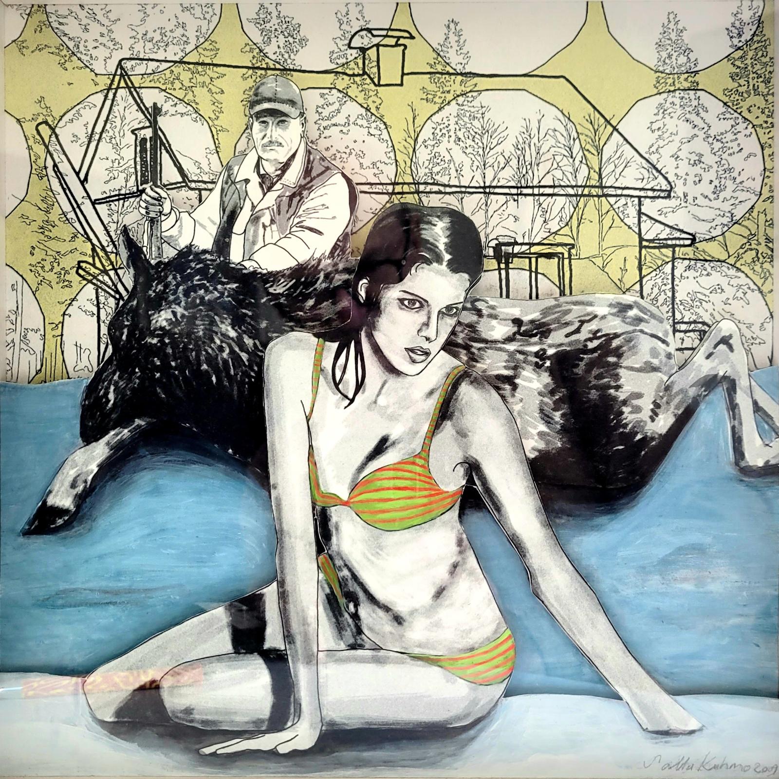 Salla Kuhmo, Beute IV Variation, 2009, Siebdruck und Acrylfarbe auf Bütten, 30 cm x 30 cm, Preis auf Anfrage, SüdWestGalerie, ohne Rahmen